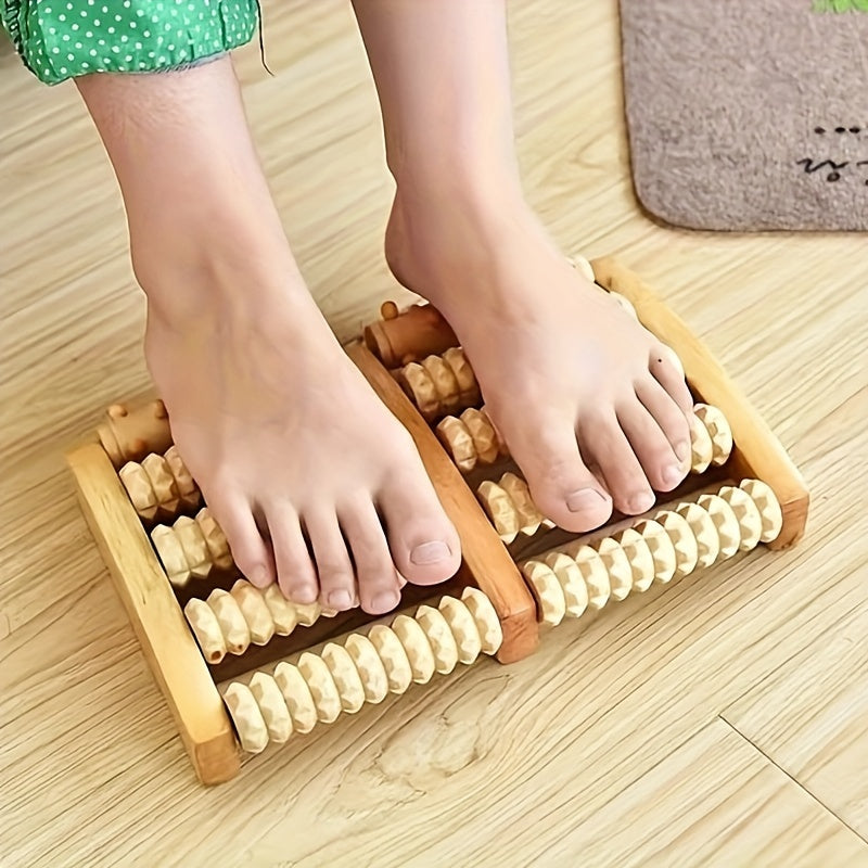 Fußmassageroller NaturTrek Relax | Gerillte Holzrollen | Fördert Durchblutung & Entspannung | 27×12 cm