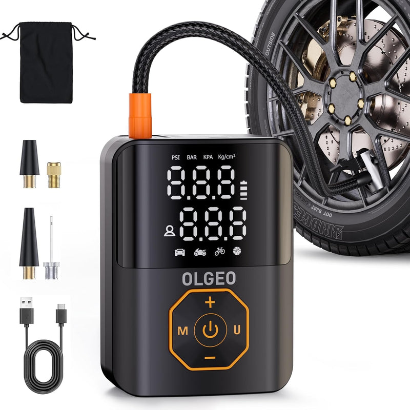 LUFTHELD Akku-Luftkompressor 18000mAh | 160 PSI Power | Tragbare Reifendruckpumpe für Auto, Motorrad & Fahrrad | Mit Zubehör & Tasche
