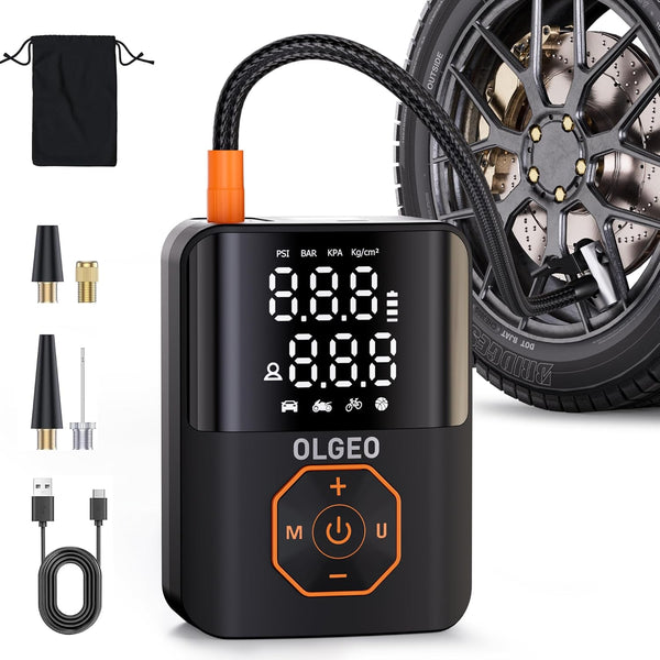 LUFTHELD Akku-Luftkompressor 18000mAh | 160 PSI Power | Tragbare Reifendruckpumpe für Auto, Motorrad & Fahrrad | Mit Zubehör & Tasche