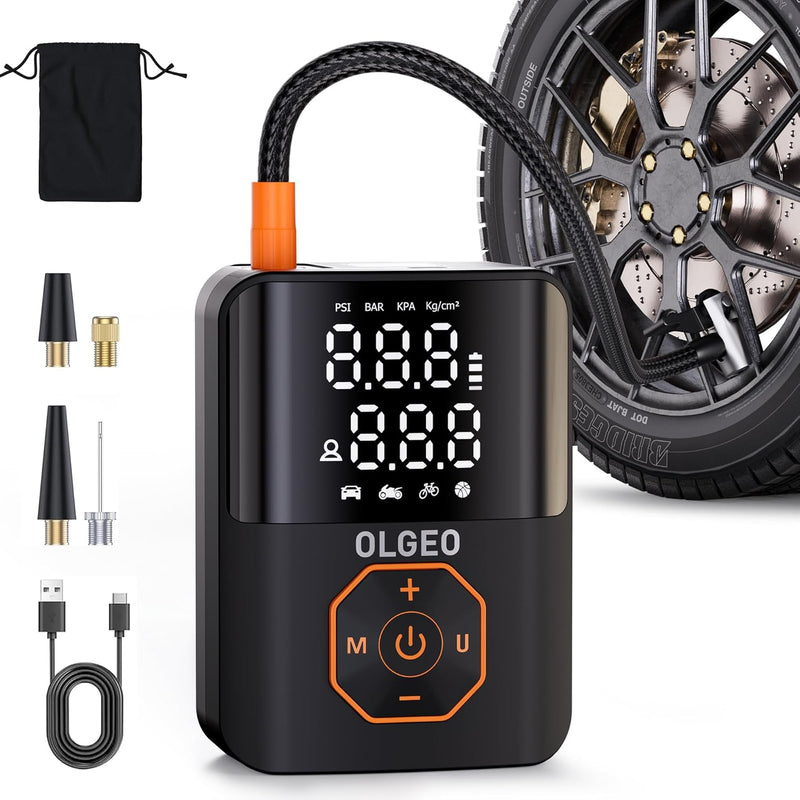 LUFTHELD Akku-Luftkompressor 18000mAh | 160 PSI Power | Tragbare Reifendruckpumpe für Auto, Motorrad & Fahrrad | Mit Zubehör & Tasche