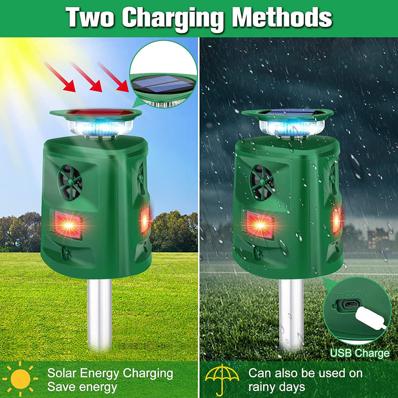 Terrapax Solar Tierabwehr Ultraschall | 360° Bewegungssensor | 5 Modi & Lichtsignale | Wetterfest & Umweltfreundlich