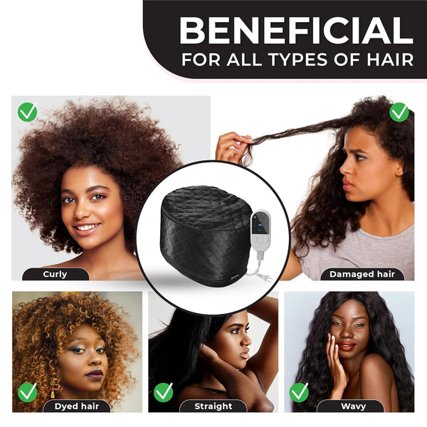 SteamSilk Pro Haar-Dampfkappe für Tiefenpflege | 10 Hitzestufen | Für Natürliches & Lockiges Haar | Schnelle Aufheizung