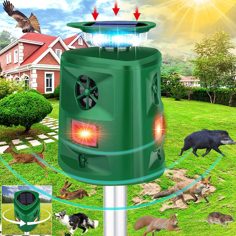 Terrapax Solar Tierabwehr Ultraschall | 360° Bewegungssensor | 5 Modi & Lichtsignale | Wetterfest & Umweltfreundlich