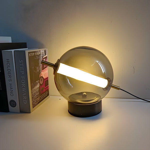 Luméroa Glaskugel Tischlampe | Retro Design | Warmes LED-Licht | Glas & Eisen | Ø 20 cm