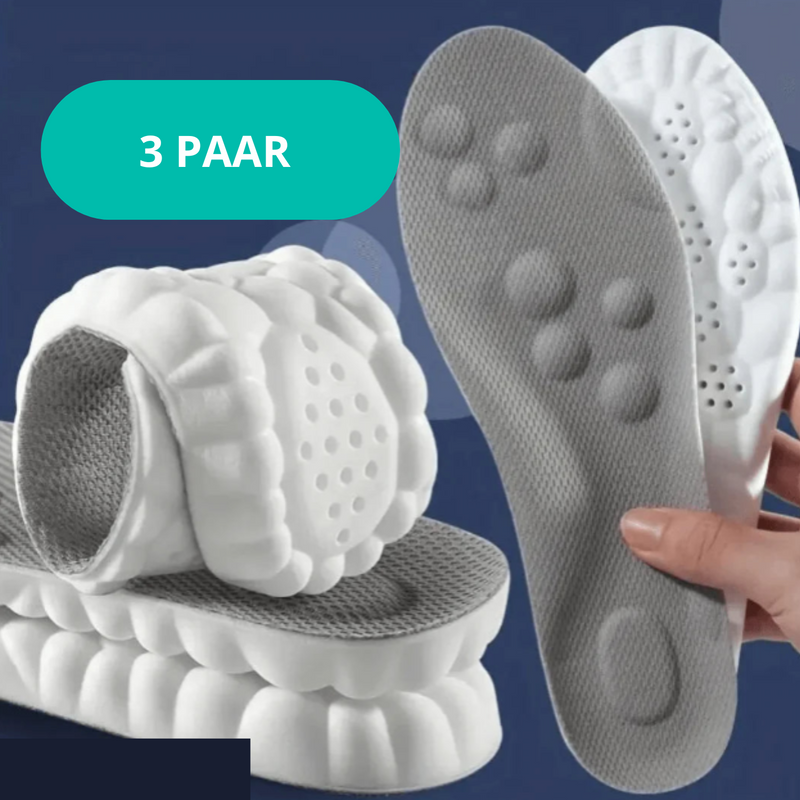 OrthoCloud 4D Einlegesohlen | Schmerzfreie Füße | Ergonomische Unterstützung | Waschbar & Anpassbar