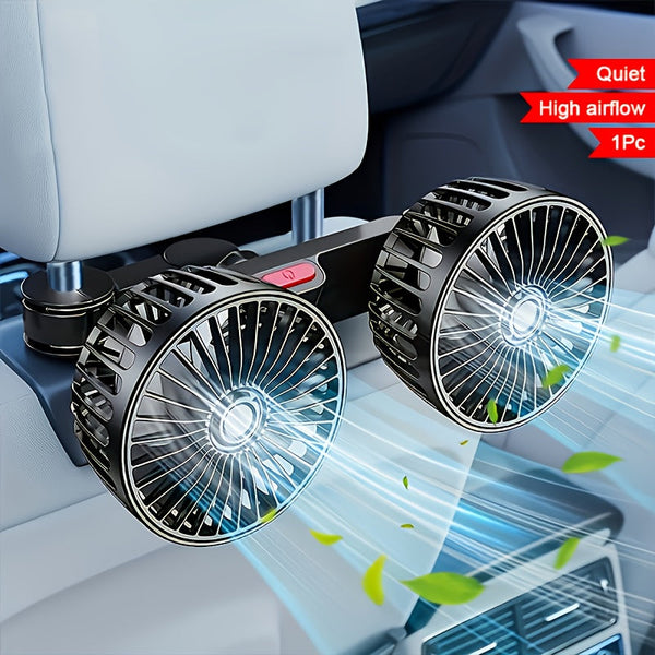 Doppellüfter AirTrek Duo | 360° drehbar | Ultra-leise & Kompakt | USB-Auto-Ventilator mit 5 Rotorblättern