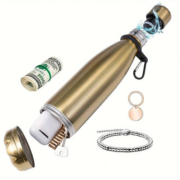 Isolierflasche VaultBottle Smart | Mit Geheimfach | 12h heiß & 24h kalt | Edelstahl | 450 ml | 27×7 cm