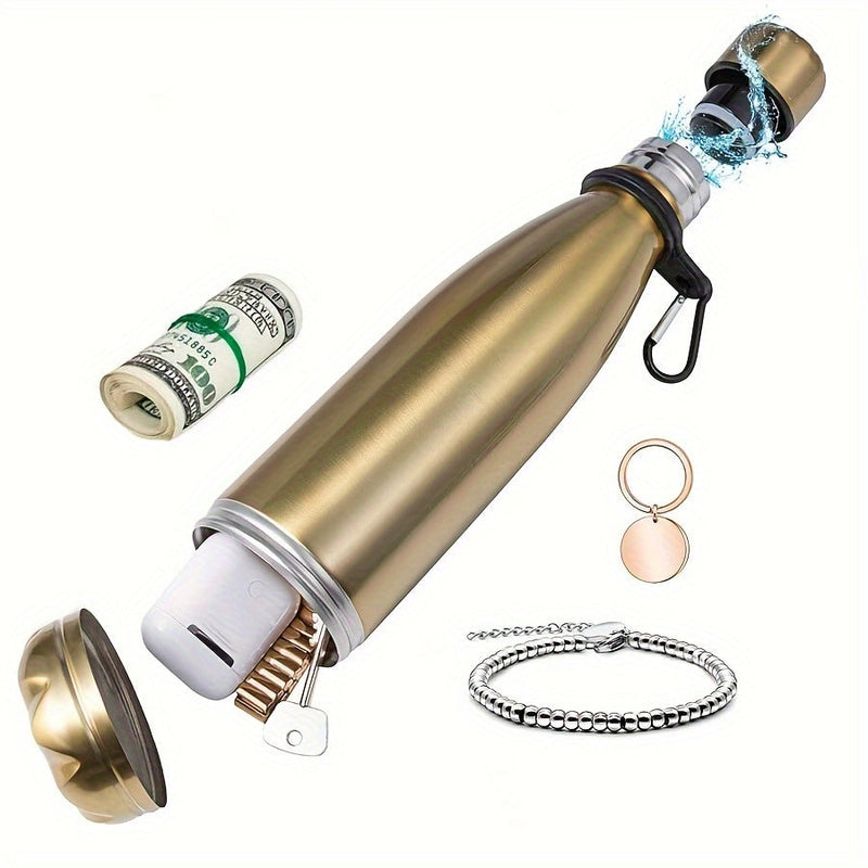 Isolierflasche VaultBottle Smart | Mit Geheimfach | 12h heiß & 24h kalt | Edelstahl | 450 ml | 27×7 cm