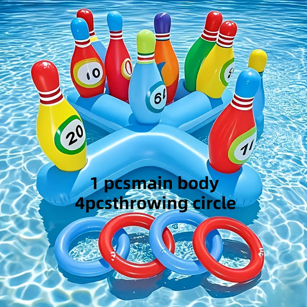 Aufblasbares Wasser-Bowlingset SplashStrike | Bunte Kegel mit Nummern | Für Pool & Strand | Leicht & Tragbar