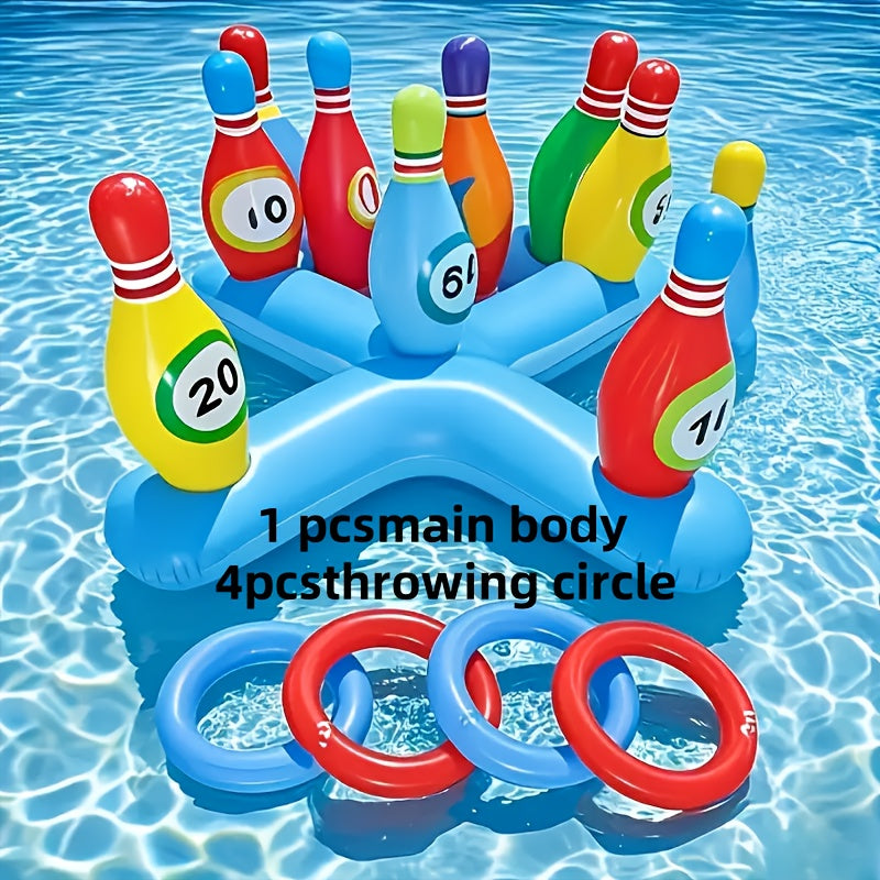 Aufblasbares Wasser-Bowlingset SplashStrike | Bunte Kegel mit Nummern | Für Pool & Strand | Leicht & Tragbar