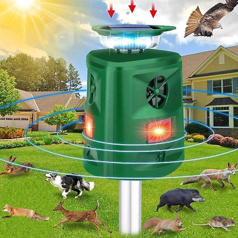 Terrapax Solar Tierabwehr Ultraschall | 360° Bewegungssensor | 5 Modi & Lichtsignale | Wetterfest & Umweltfreundlich