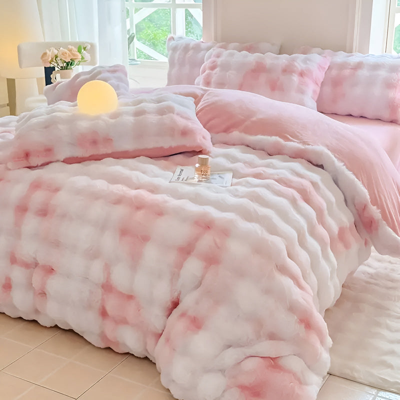 Plüsch-Bettbezug Lunafleece | Beidseitig Kaninchenfell & Milchsamt | Extra Warm & Weich | Perfekt für Herbst & Winter