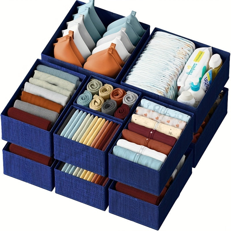 KidyTidy 12er Set Schubladen-Organizer für Kinderzimmer | Atmungsaktiv & Faltbar | Non-Woven Stoff | Hellgrau mit Weiß