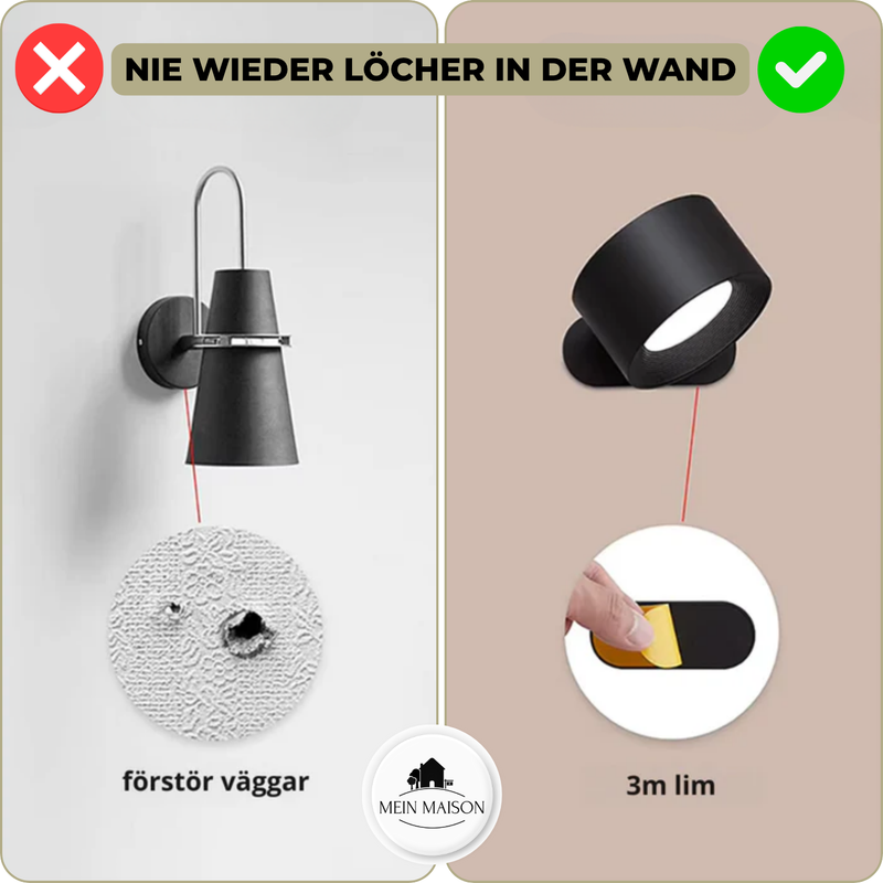 Wandleuchte LumiScandi | Kabellos & Wiederaufladbar | Skandinavisches Design | Holz Eiche