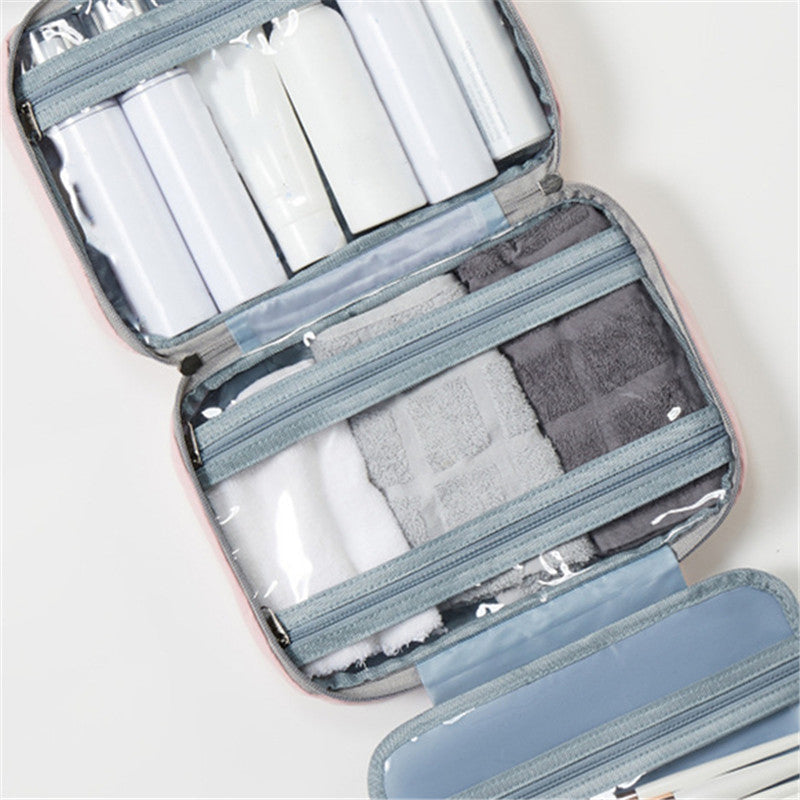 Travelique Reise-Kosmetik-Organizer | Kompakt & Wasserabweisend | Mit 4 Fächern & 360° Haken | Für Damen & Herren