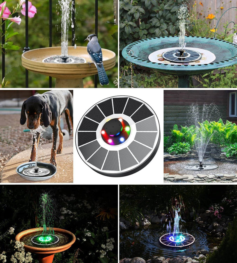 WaterGlow – Solarbetriebener Brunnen mit LED und 4 verschiedenen Wasserstrahlmustern!