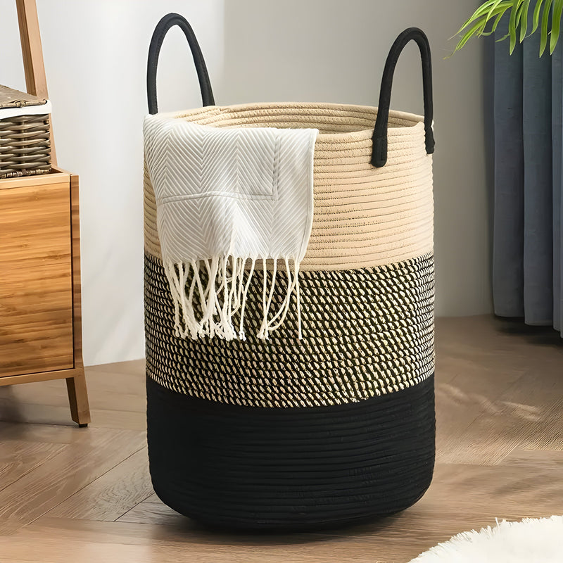 Aufbewahrungskorb CORDAVO | Faltbar & Robust | 50 L Volumen | Baumwollseil in Natur-Optik | 40×60 cm
