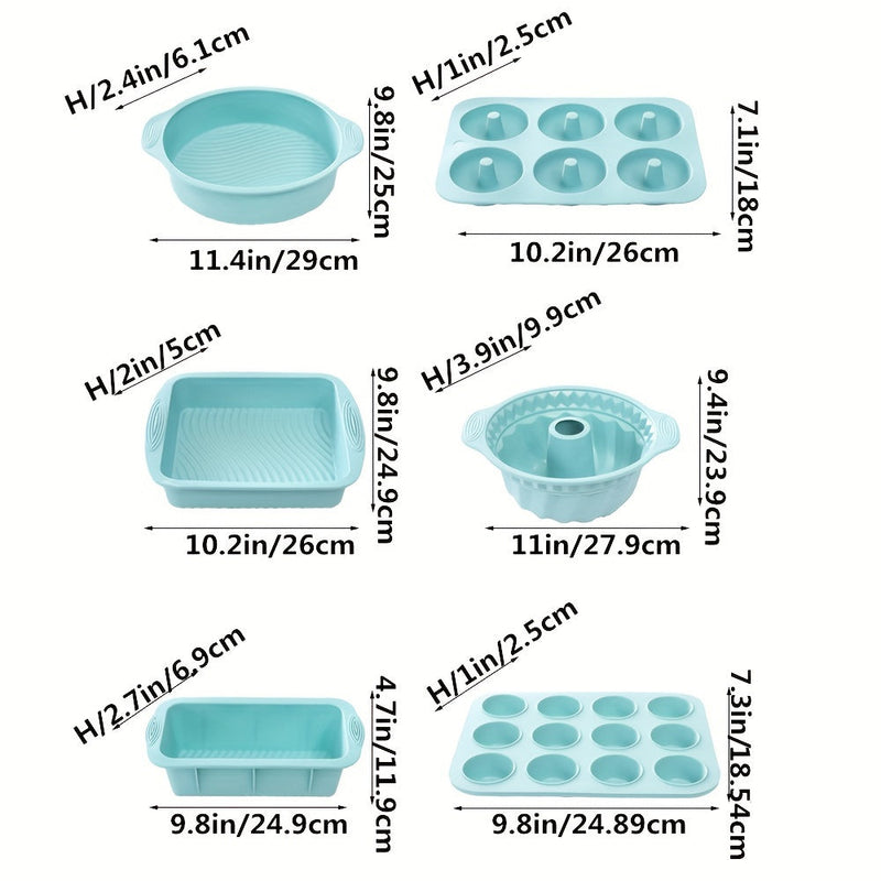 Bakefinity Silikon Backform Set 6-teilig | Antihaft & Flexibel | Für Kuchen, Muffins, Donuts & Brot