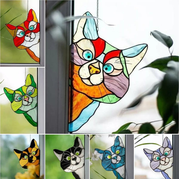 CatPeek – Handgefertigter Katzen-Sonnenfänger für Ihr Fenster!