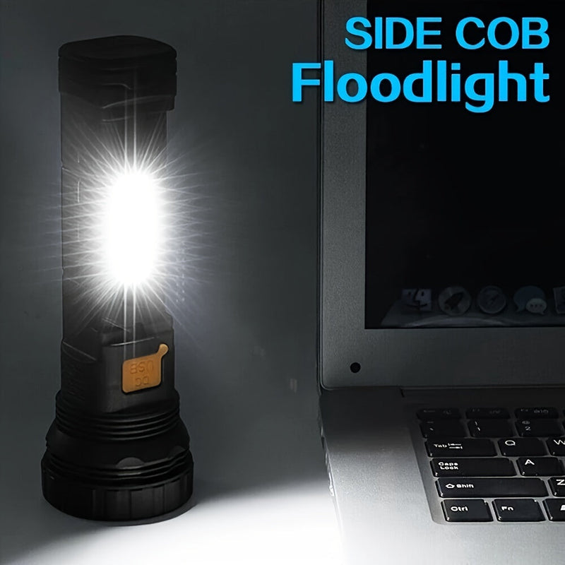 LED-Taschenlampe Solaytor Pro | Solar & USB Aufladbar | Mit COB-Seitenlicht | Wasserdicht IP45 | 18 × 6 cm