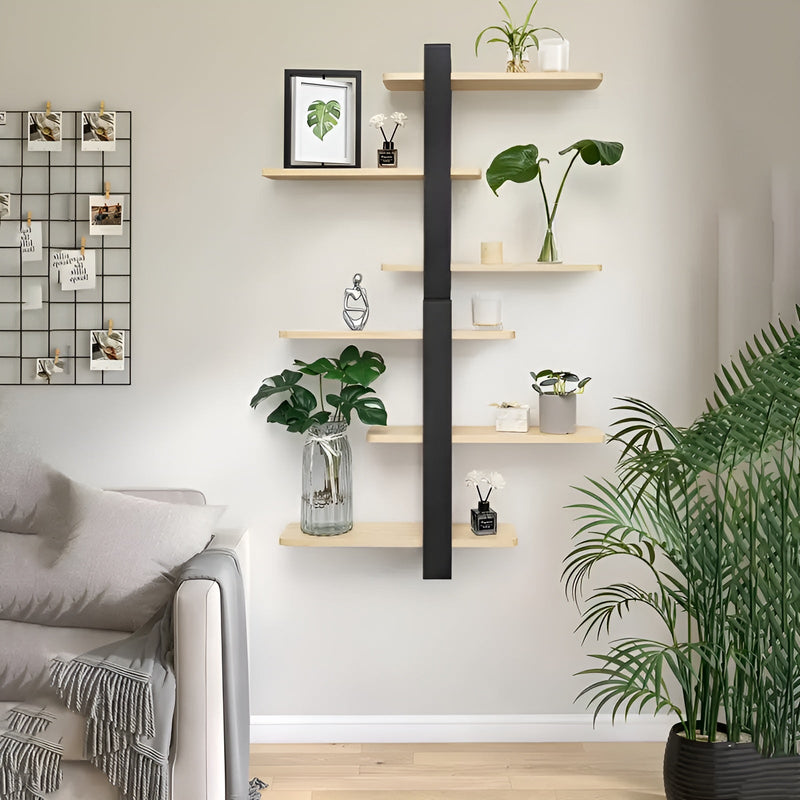 NordWood Wandregal | Kiefer massiv | 3 Ebenen | Platzsparend & Dekorativ | Naturholz