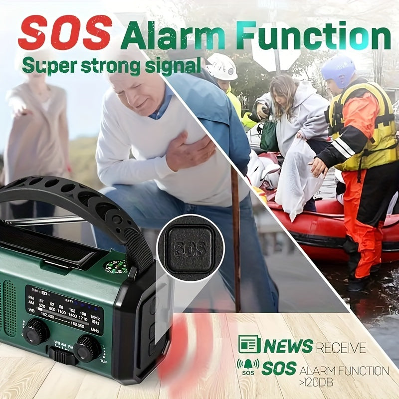 StormMate X10 Notfallradio mit 10.000 mAh Powerbank | Solar, Kurbel & USB-C | LED-Licht, SOS-Alarm & Kompass | AM/FM/NOAA