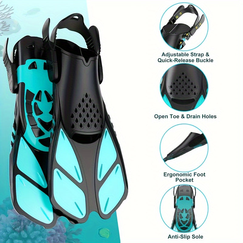 Schnorchelflossen SeaVana Glide | Verstellbar & Kurz | Offene Ferse | Für Reisen & Freizeit | Unisex