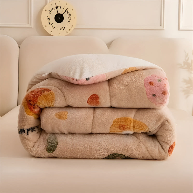 Kuscheldecke HyggeDream | Kürbis- & Schneeflockenmotiv | Doppellagig & Ultraweich | Perfekt für Herbst & Winter