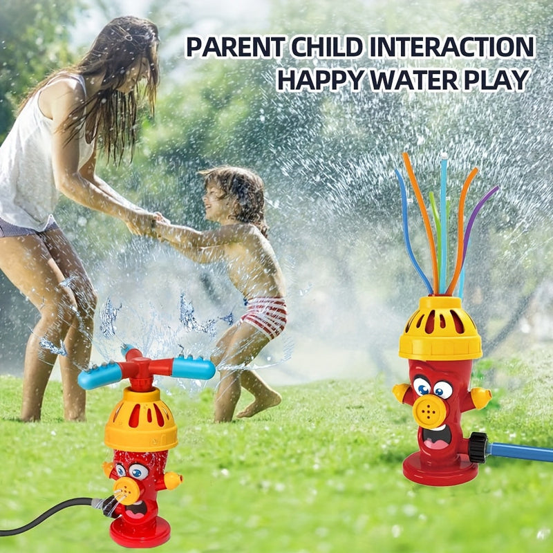 Wassersprinkler HydroHero | Drehender Feuerhydrant-Effekt | Für Garten & Sommer-Wasserspaß | Schlauchanschluss