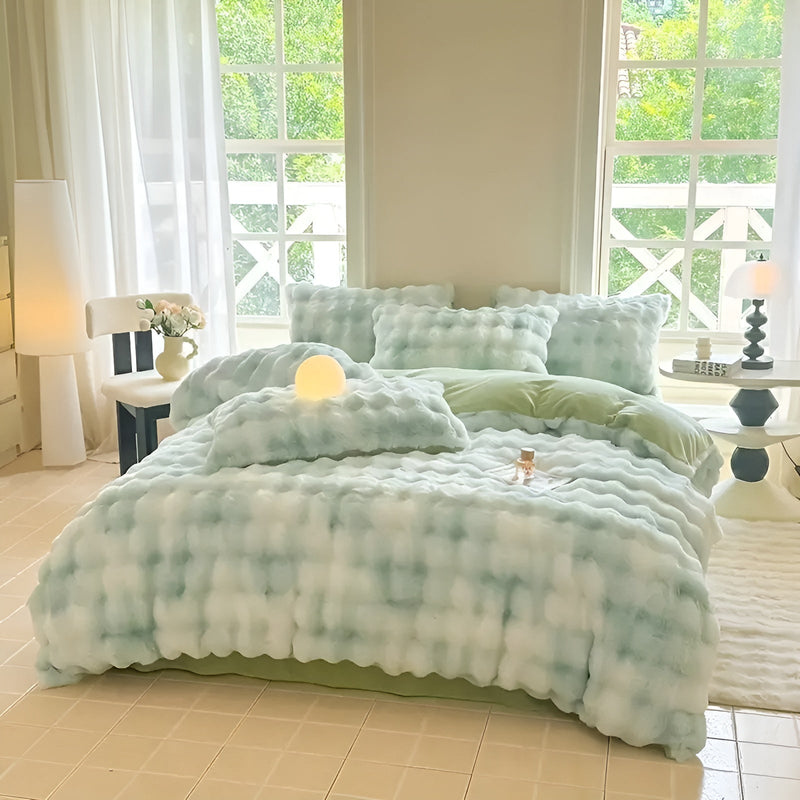 Plüsch-Bettbezug Lunafleece | Beidseitig Kaninchenfell & Milchsamt | Extra Warm & Weich | Perfekt für Herbst & Winter