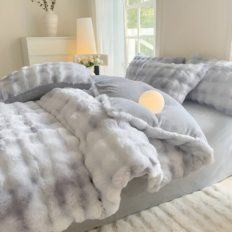 Plüsch-Bettbezug Lunafleece | Beidseitig Kaninchenfell & Milchsamt | Extra Warm & Weich | Perfekt für Herbst & Winter