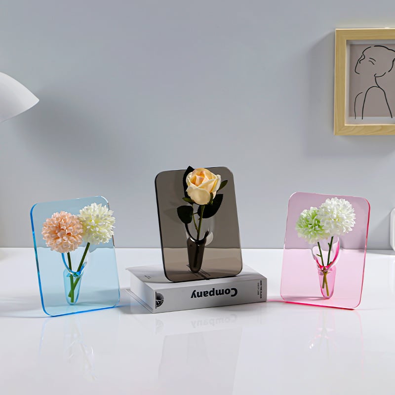 FloraFrame | Acryl Bilderrahmen-Vase | Modern & Elegant | Transparent