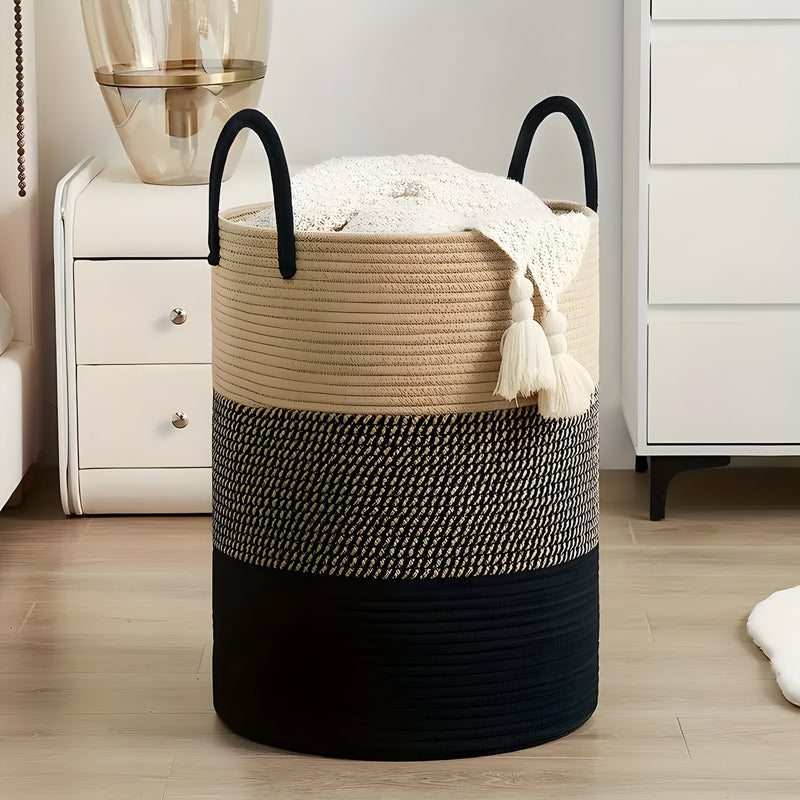 Aufbewahrungskorb CORDAVO | Faltbar & Robust | 50 L Volumen | Baumwollseil in Natur-Optik | 40×60 cm