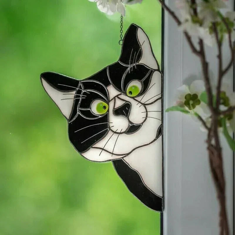 CatPeek – Handgefertigter Katzen-Sonnenfänger für Ihr Fenster!