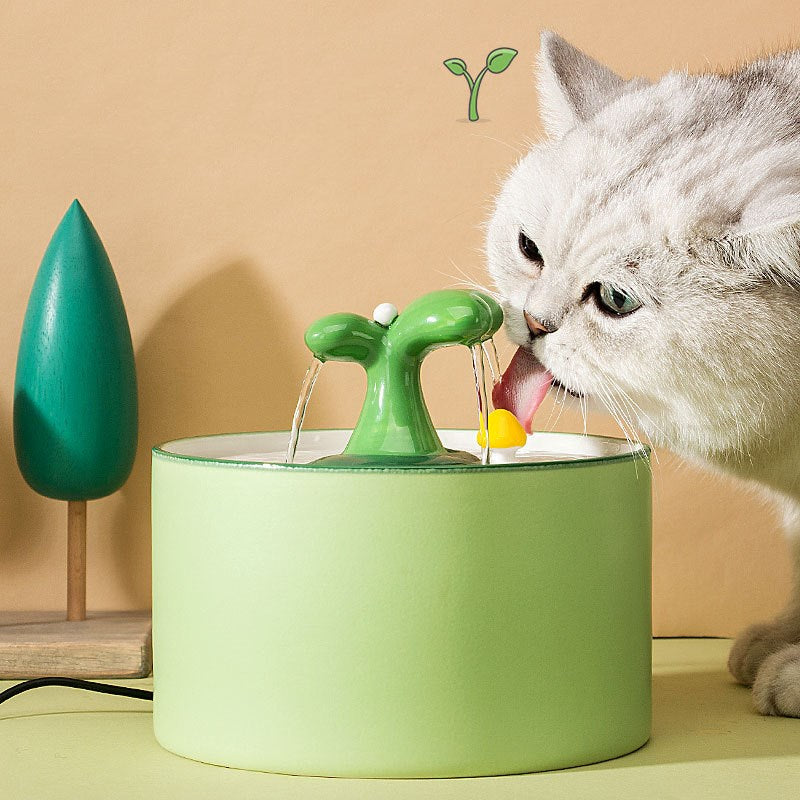 Katzenbrunnen | SpringFlow | Keramik mit Doppelfilter | Leise & Hygienisch | Für Katzen & Kleine Hunde