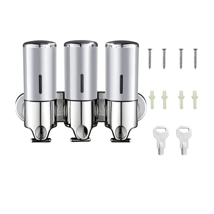 Seifenspender Set LuxoPure | Edelstahl Design | 3er Set Wandmontage | Modern & Platzsparend