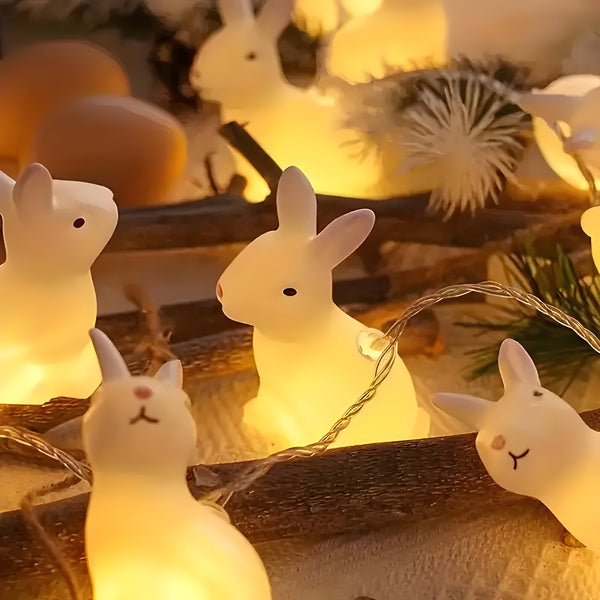 Nostalune LED Hasen-Lichterkette | Vintage Stil | Batteriebetrieben & Kinderfreundlich | Weiß