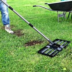LawnMaster Pro Rasen-Nivellierer | Edelstahl & Aluminium | Offenes Rostdesign | 198 × 43,2 cm