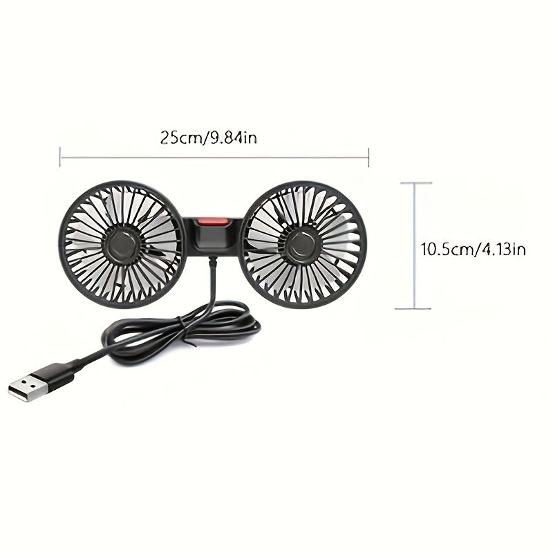 Doppellüfter AirTrek Duo | 360° drehbar | Ultra-leise & Kompakt | USB-Auto-Ventilator mit 5 Rotorblättern