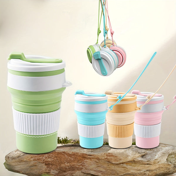 Faltbecher Traviva Cup | Lebensmittelechtes Silikon | Mit Deckel & Auslaufschutz | 14 × 8 cm