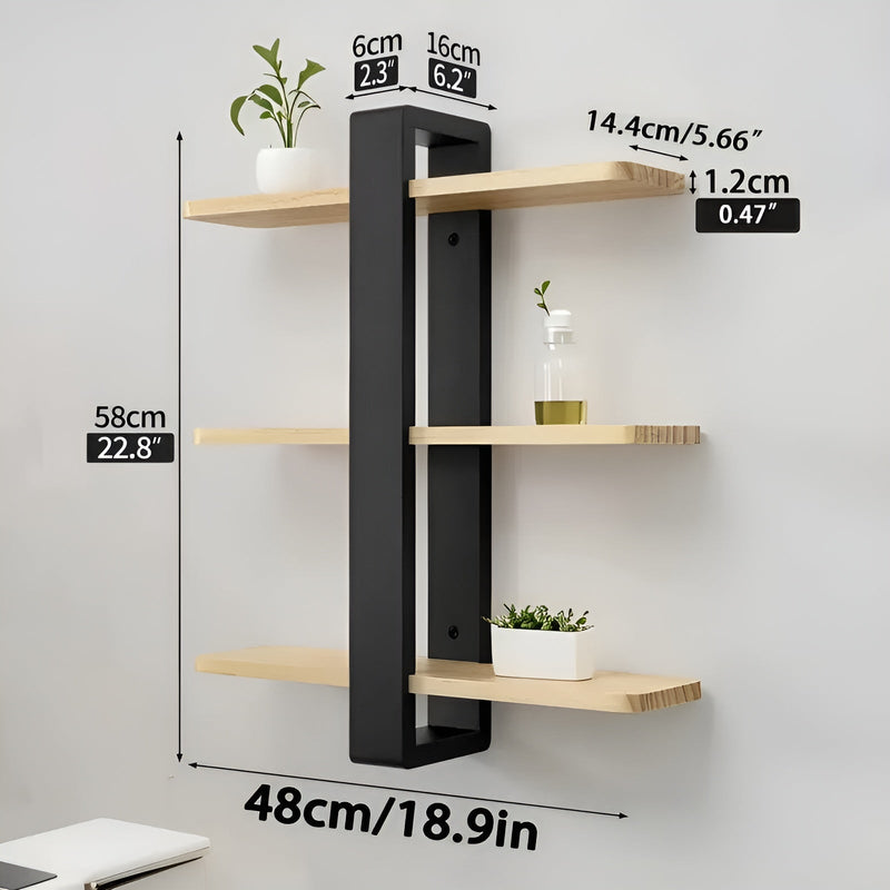 NordWood Wandregal | Kiefer massiv | 3 Ebenen | Platzsparend & Dekorativ | Naturholz