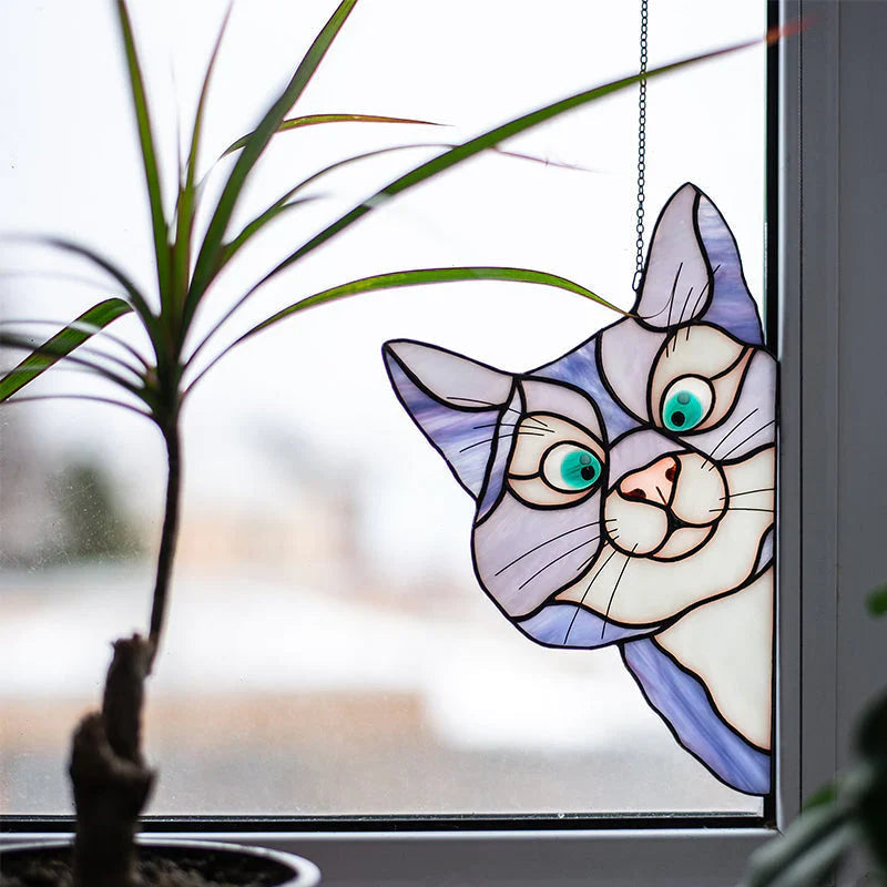 CatPeek – Handgefertigter Katzen-Sonnenfänger für Ihr Fenster!