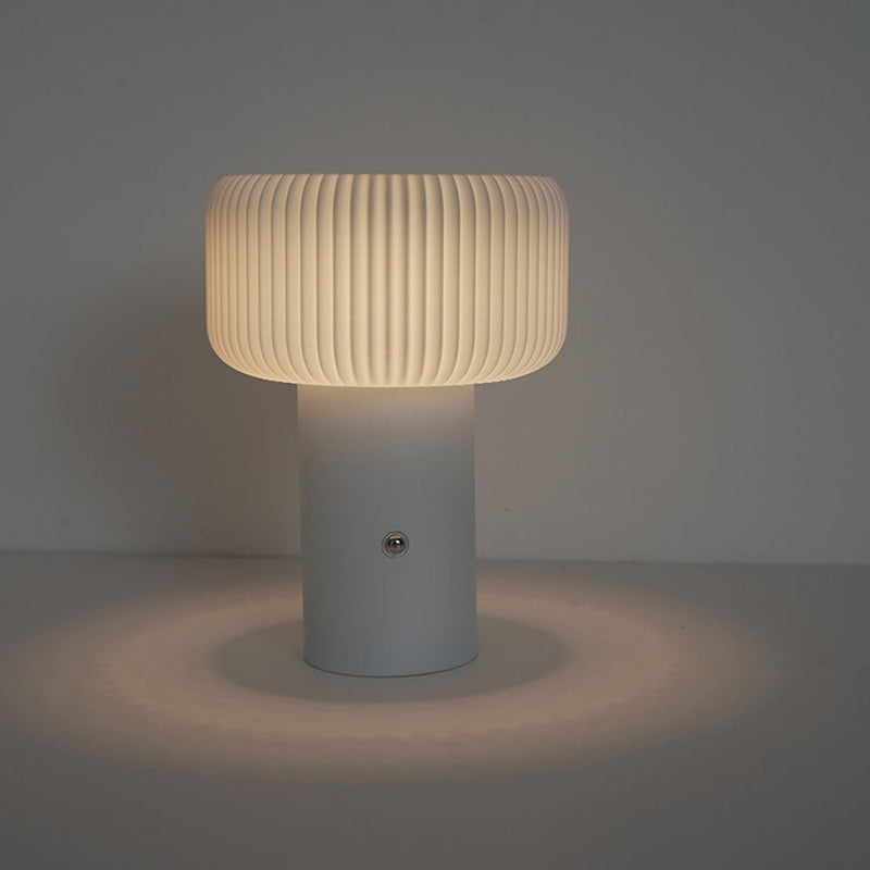 Myllumina Pilz Tischlampe LED | Touch-Steuerung & Warmweißes Licht | Modernes Design | Metall & Acryl | Weiß, Schwarz, Orange