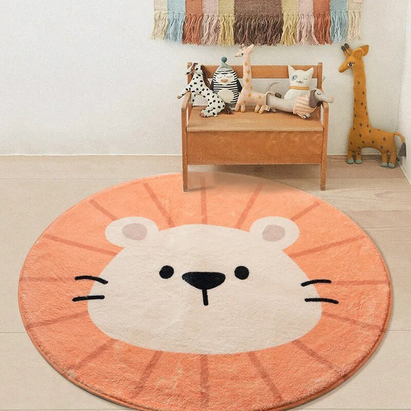 Playora Runder Kinderteppich | Cartoon-Design & Spielunterlage | Waschbar | Für Spiel- & Schlafzimmer