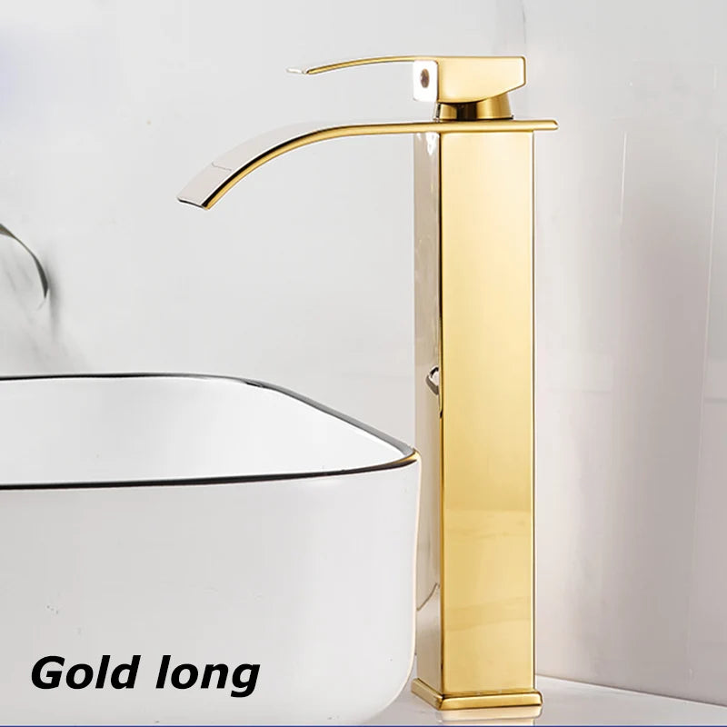Wasserfall-Waschtischarmatur Aqualis Noir | Edelstahl | Heiß- & Kaltwasser | Für Bad & Gäste-WC