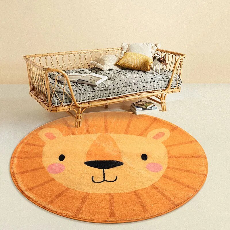 Playora Runder Kinderteppich | Cartoon-Design & Spielunterlage | Waschbar | Für Spiel- & Schlafzimmer