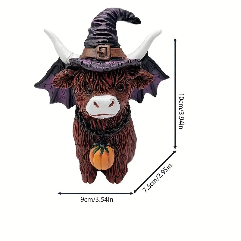 MoohMagic | Halloween Kuh Figur mit Hexenhut & Kürbis | Lustige Deko für Innen & Außen