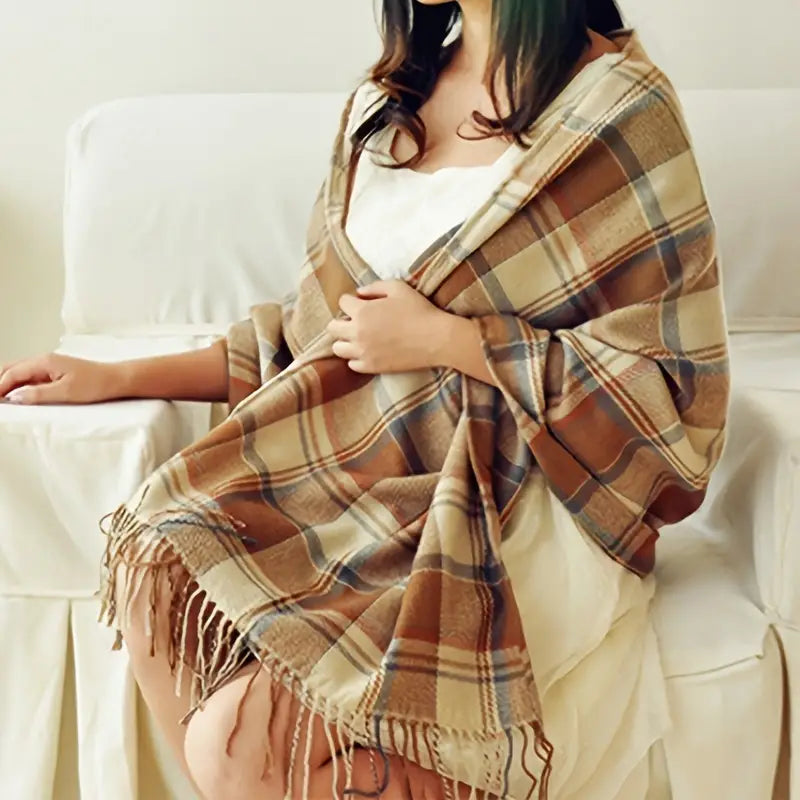 Schal GeoWeave | Mit Fransen | Vielseitig & Warm | 180x50 cm