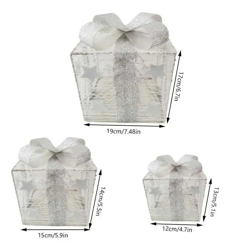 Weihnachts-Geschenkboxen GlowBox | 3er Set | LED-Beleuchtet | Batteriebetrieben