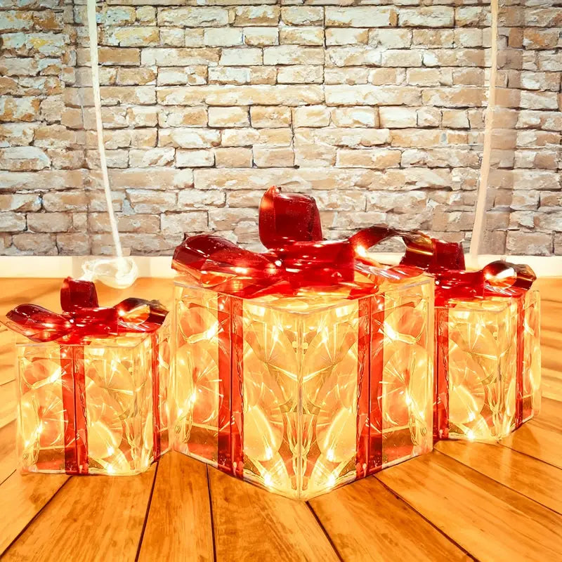 Weihnachts-Geschenkboxen LumoGift | 3er Set | Beleuchtet | Für Innen & Außen